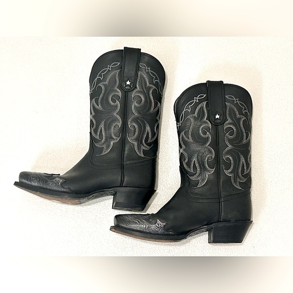Tony Lama Womens (VF3033) Vaquero 11” Black Veil leather Cowgirl Boots Size 6B - Picture 1 of 14